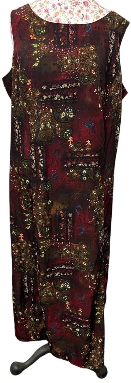 🧡 Vintage Danny & Nicole Plus 18W Boho Maxi Dress Sleeveless Patchwork 90s